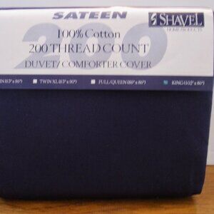 Vintage Shavel King Size Duvet Cover Navy Blue Cotton Sateen New in Package